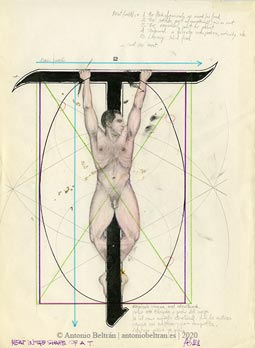 hombre desnudo crucificado dibujo autorretrato poesia antonio beltran