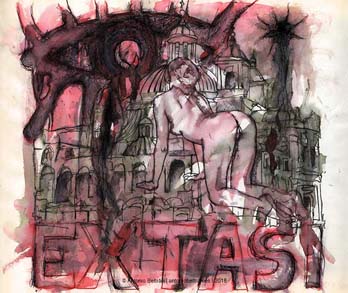 mujer desnuda a cuatro patas basilica erotica collage dibujo poesia arte antonio beltran