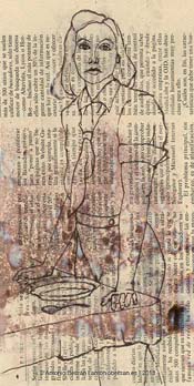 niña periodico erotica desnudo collage dibujo poesia arte antonio beltran