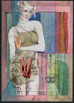 mujer en el balcón erotica desnudo collage poesia arte subvertising contrapublicidad