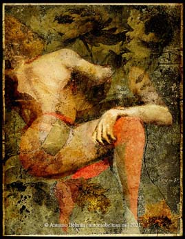 mujer desnuda liguero rojo erotica collage poesia arte antonio beltran