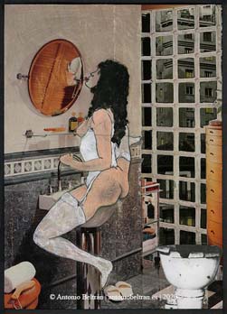 mujer desnuda en el baño collage poesia erotica subvertising contrapublicidad biopolitica Antonio Beltran