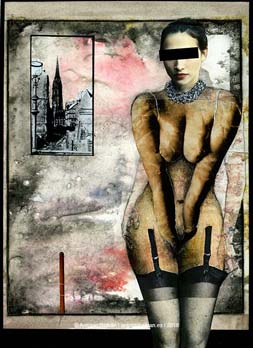 mujer desnuda en la ciudad biopolitica dibujo collage poesia erotica arte antonio beltran