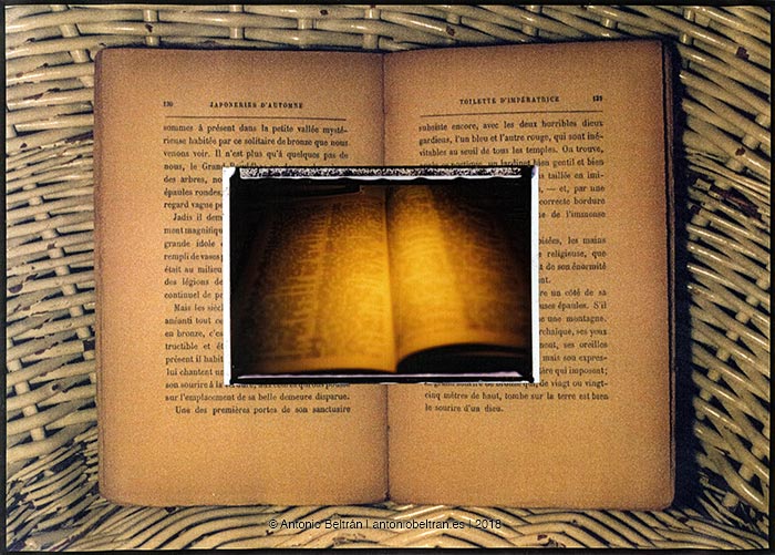 un libro abierto dentro de otro libro fotografia poesia collage erotica Antonio Beltran