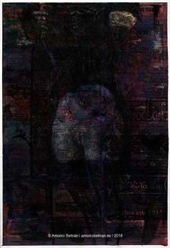 mujer desnudandose vestido dibujo collage poesia erotica arte antonio beltran