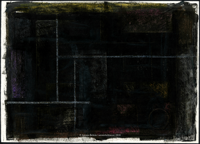 estructura oscuridad pintura aleatorio monotipo collage abstracto arte dibujo antonio beltran