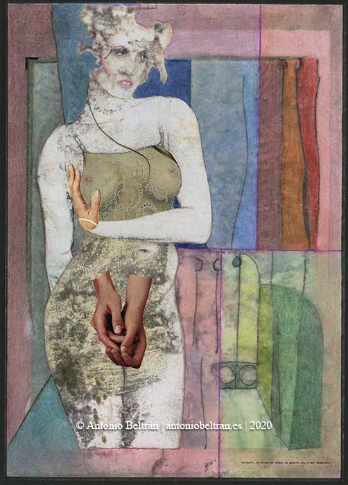 mujer en el balcn erotica desnudo collage poesia arte subvertising contrapublicidad
