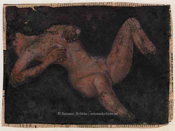 pintura pared caverna mujer desnuda collage erotica paleolitico poesia arte antonio beltran