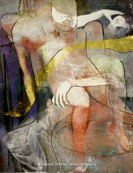 mujer desnuda salome erotica collage dibujo poesia arte antonio beltran