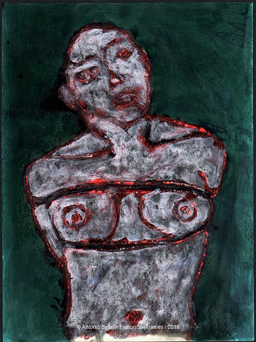dibujo mujer atada erotica desnudo collage grattage dibujo poesia arte araki antonio beltran