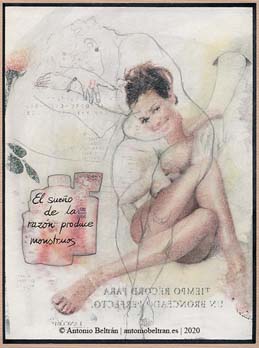 mujeres desnudas dibujo collage erotica biopolitica goya poesia subvertising contrapublicidad antonio beltran