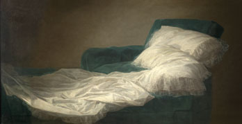 Lecho vac�o de la pintura <em>Maja desnuda</em>, de Goya.